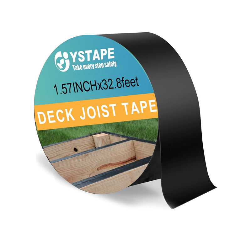 Joist Deck Butyl Tape 1.57in X 3.28 Ft Weather-Resistant Black Joists Flashing Tape for Wood Decking Roofs Beams RV Fence