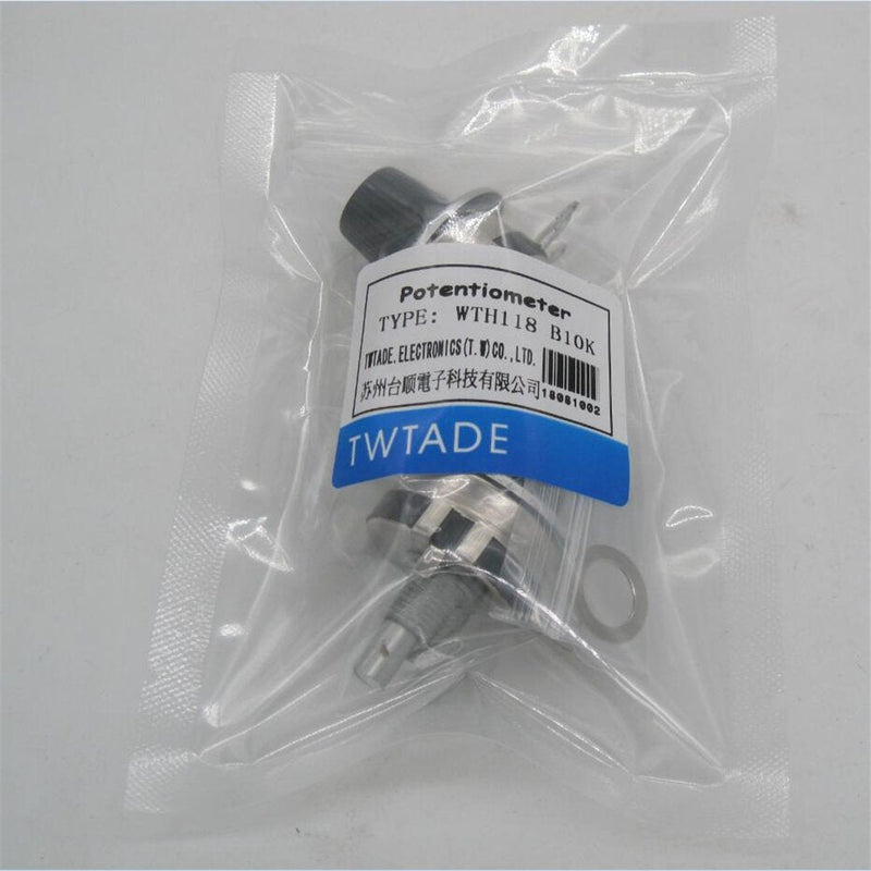 [Australia - AusPower] - TWTADE / 2pcs Single Turn Rotary Carbon Linear Variable Potentiometer + 2pcs Knob WTH118-2W 10K Ohm 