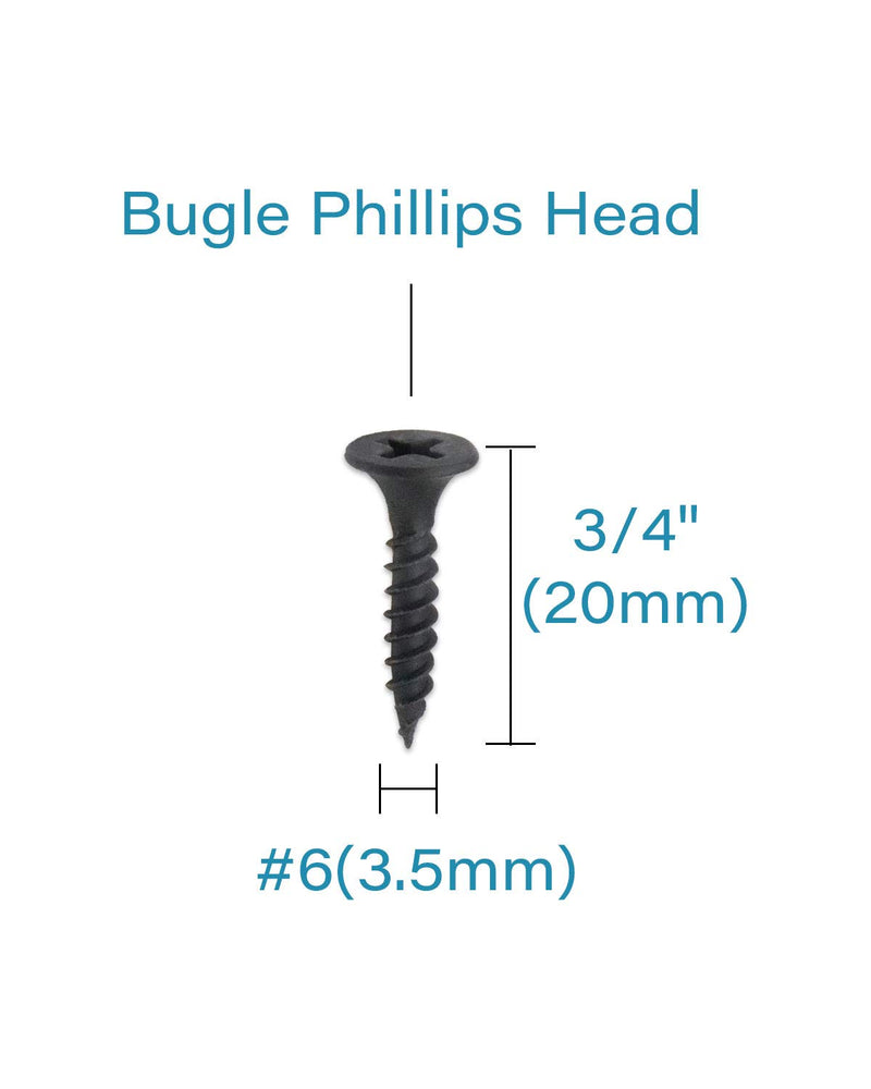 [Australia - AusPower] - 100pcs #6 x 3/4" Flat Head Phillips Drywall Screws Fine Thread Sharp Point Wood Screw, Carbon Steel 1022A, Black Phosphate #6 x 3/4" 100 