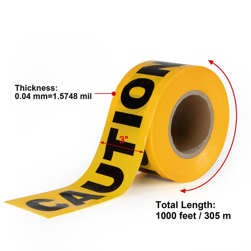 Yellow Caution Tape Roll, CARGEN Crime Scene Barricade Safety Warning Tapes for Bloody, Spy, Caution Birthday, Crime Scene Props or Yellow Funny Halloween Party Decor Decorations, 3 Inch x 1000 Feet 1000FT