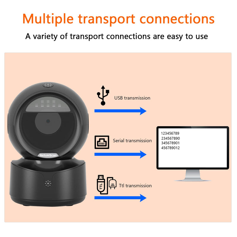 [Australia - AusPower] - NetumScan Automatic Omnidirectional Desktop Barcode Scanner, Hands-Free USB Wired QR Barcode Reader, 1D 2D Bar Code Image Sensing for Warehouse, Supermarket, Retail Store, Bookstore Pos System 