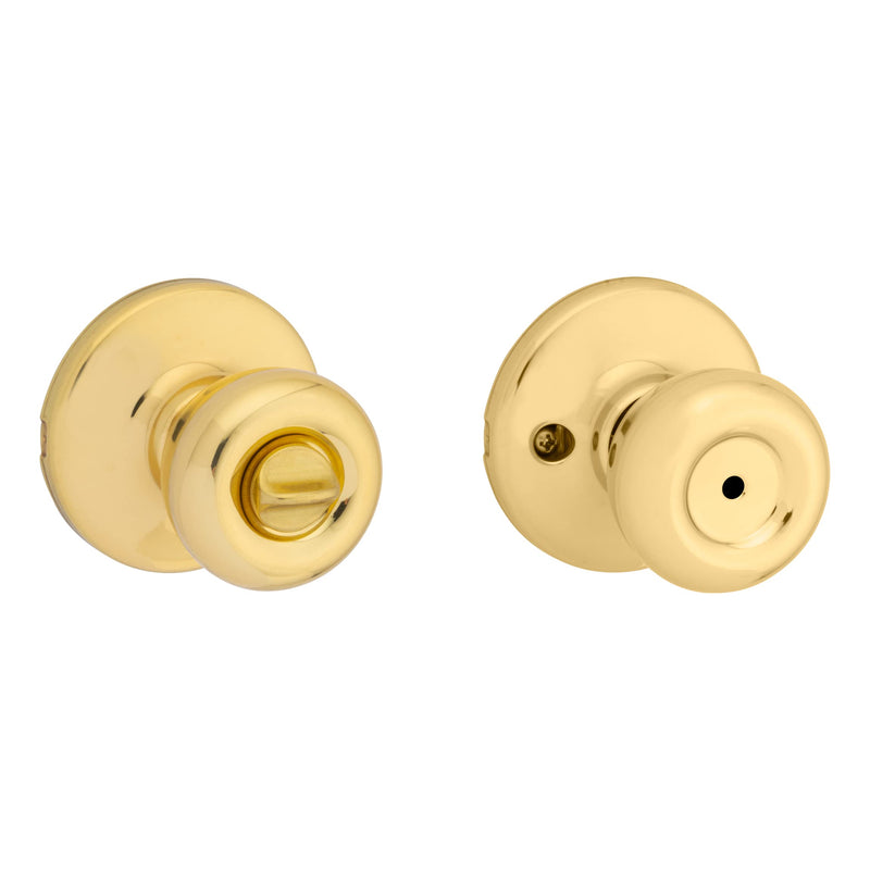 Kwikset 93001-870 Tylo Bed & Bath Knob in Polished Brass, Privacy (Pack of 2) 1 Count (Pack of 2)