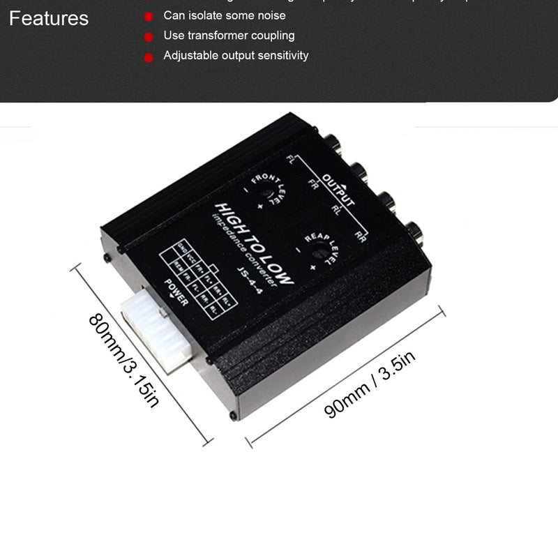 [Australia - AusPower] - Audio Converter, 4 Channel Audio Impedance Converter High Low R CA Line Car Stereo Radio Speaker Frequency Filter for Car Power Amplifier 