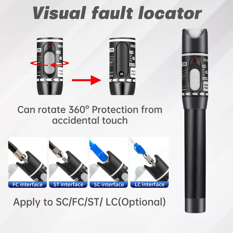 [Australia - AusPower] - Moocci 3 Pcs Visual Fault Locator Fiber Optic Tester - Fiber Optic Cable Tester Meter with FC to LC Adapter - Tools Kit for FC/SC/ST/LC Connector,Network Cable Test - Green Blue White Green & Blue & White 