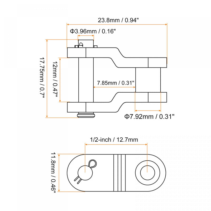[Australia - AusPower] - uxcell 6Pcs #40 Chain Offset Half Link Roller, 1/2" Pitch Carbon Steel, Standard Chain End Connector Split Links for 08A Chain 