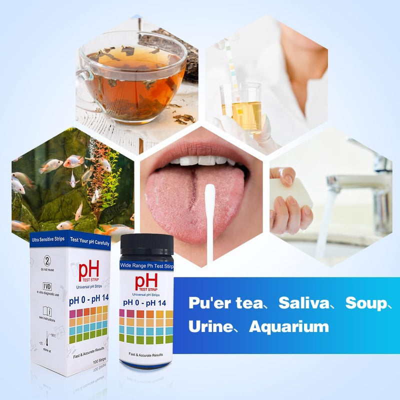 [Australia - AusPower] - pH Test Strips Kit, Universal Application (pH 0-14), Sensitive Test pH for Saliva and Urine, Pack of 100 