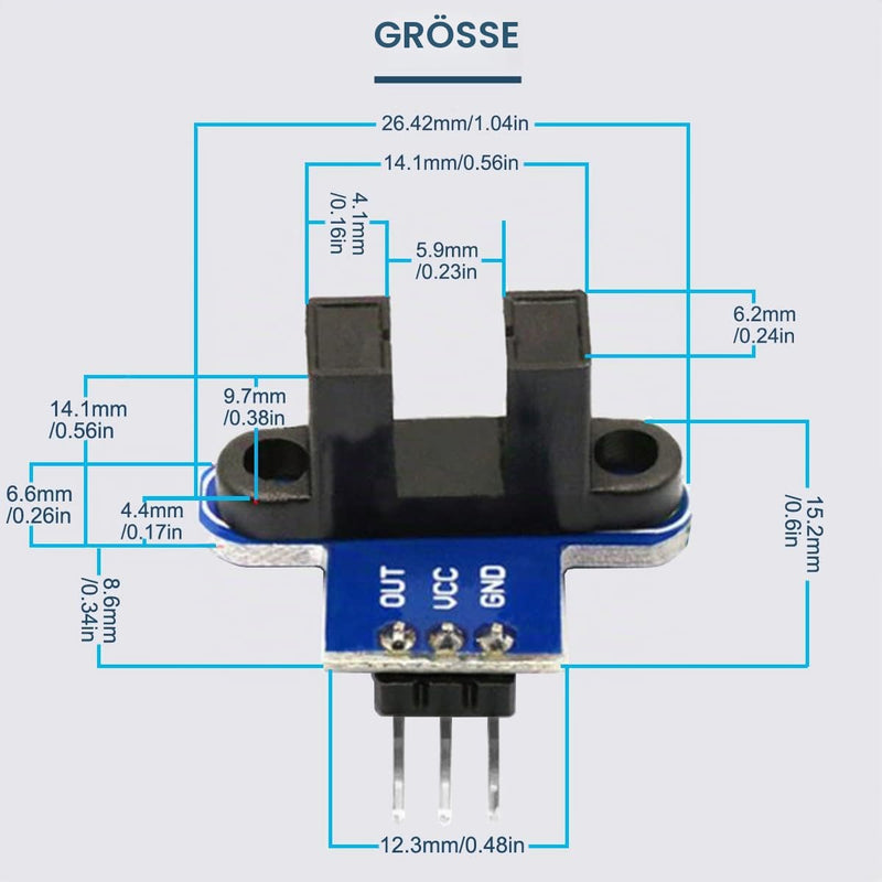 Infrared Speed Measuring Sensor, IR Infrared Slotted Optocoupler Module, 3.3-5V Photo Interrupter Sensor for Motor Speed Detection or Arduino with Encoders (5 Pieces) Speed Controller Module With resettable fuse
