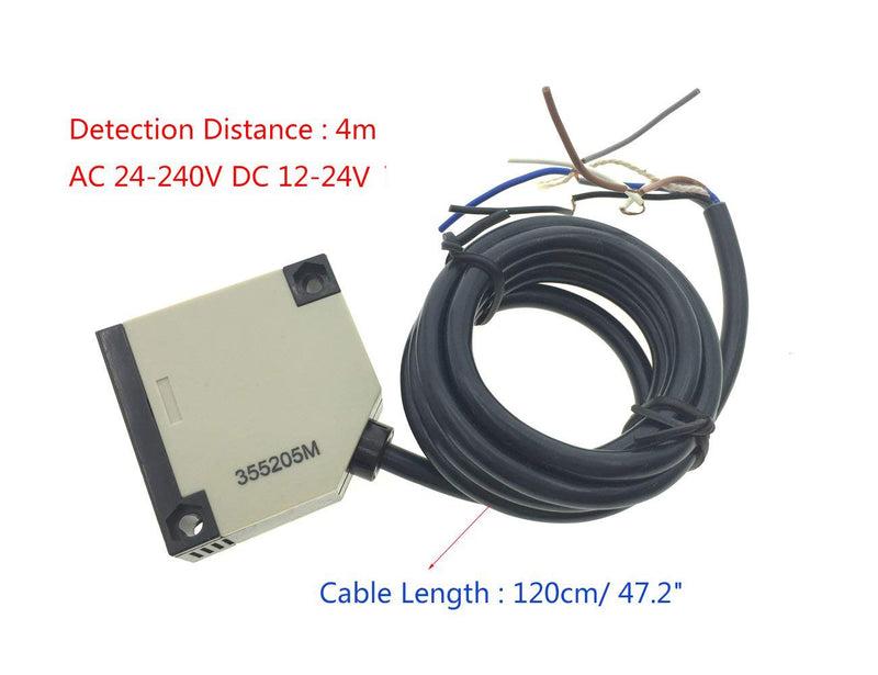 [Australia - AusPower] - E3JK-R4M1 Retroreflective Photoelectric Switch Sensor w Reflector 4M AC 24-240V DC 12-24V E3JK-R4M1 