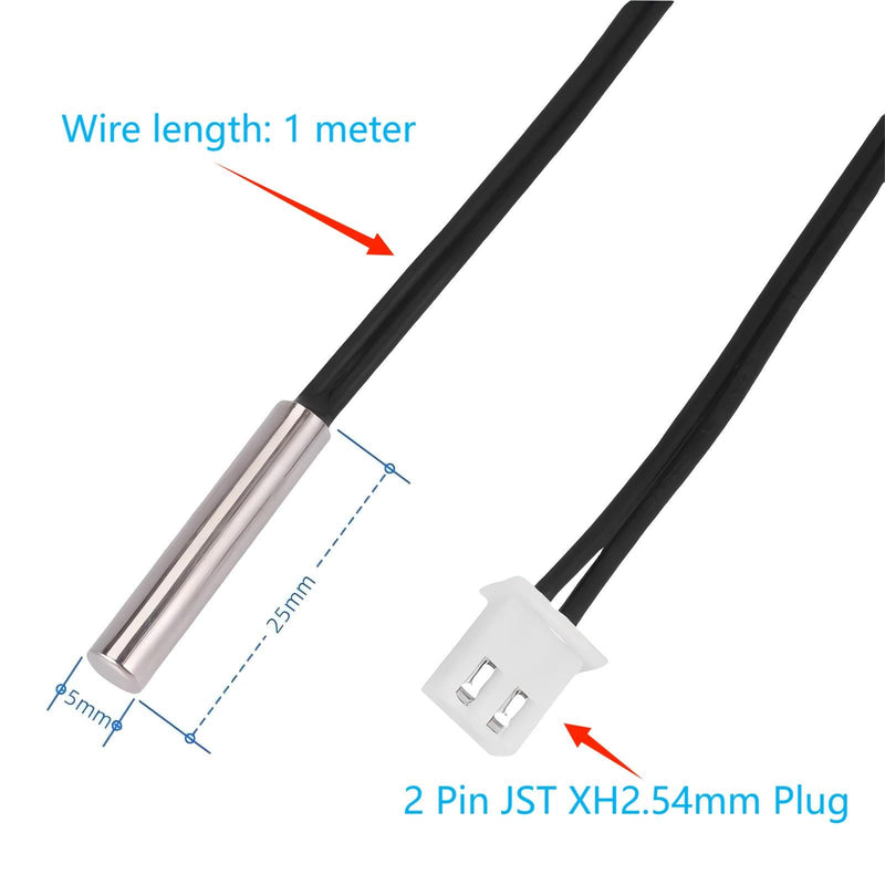 [Australia - AusPower] - 6Pcs 10K Temperature Sensor Probes 1M Waterproof Stainless Steel NTC 3950 Thermistor Sensor Probes Digital Temperature Transmitter Extension Cable 