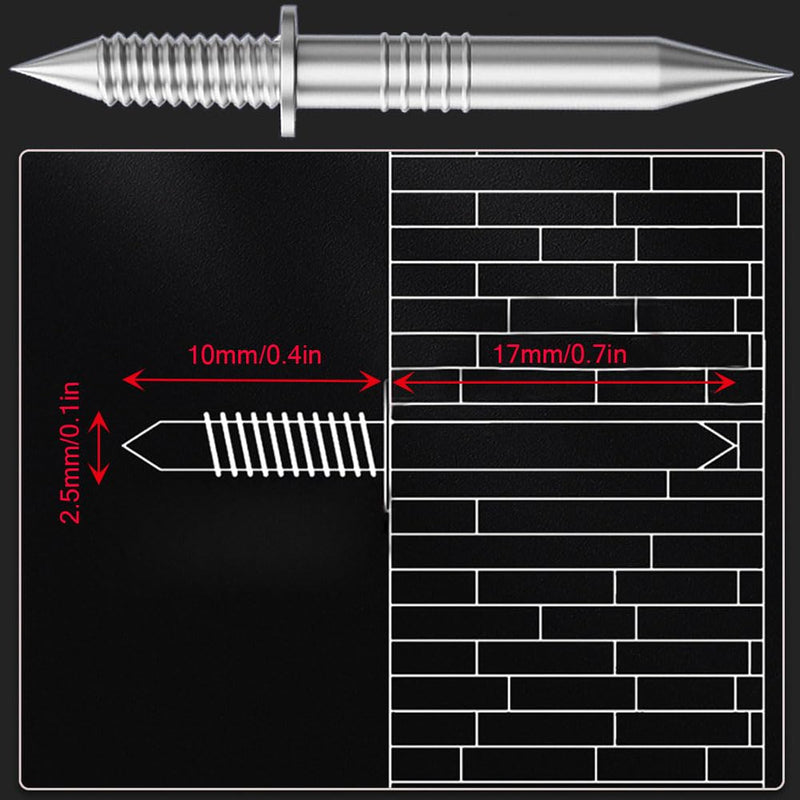 [Australia - AusPower] - Double-Head Skirting Thread Seamless Nail,500Pcs Invisible Screws Nail, Skirting Line Without Marks Nail Equipped with 5 Nail Specific Sleeve Tool (500) 500 