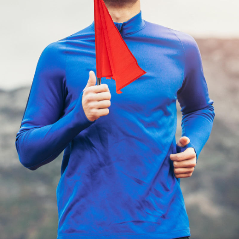 [Australia - AusPower] - Happyyami Track and Field Training Flag: 2pcs Red Referee Warning Flag Traffic Flags Linesman Flags Flag with Stainless Steel Pole Stick for Soccer 
