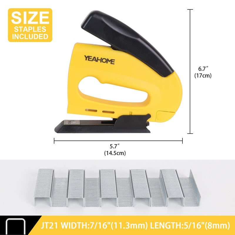 [Australia - AusPower] - YEAHOME JT21 Forward Action Staple Gun, Upholstery Staple Gun with 1000 pcs JT 21 Staples, Light Duty Staple Gun for Wood, Crafts, DIY, Decoration, Fabric 