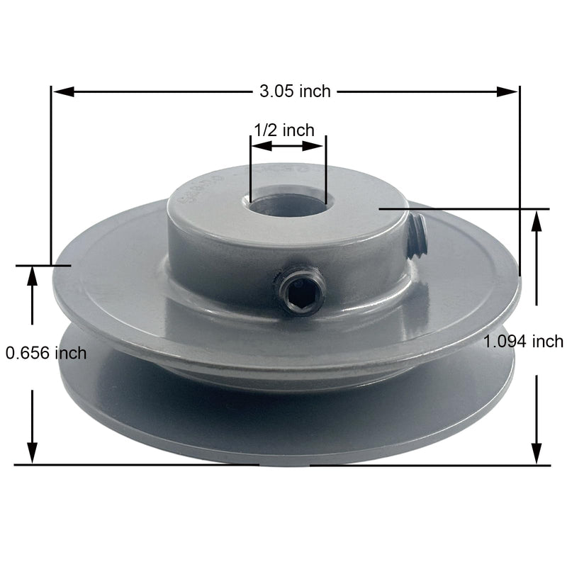 [Australia - AusPower] - AK30-1/2 v Belt Pulley 1/2 inch Bore 3" OD,V Belt Sheave Cast Iron for A 3L 4L V-Belts,AK3012 Pulley 1/2"Bore,3.05"OD 1 Groove 