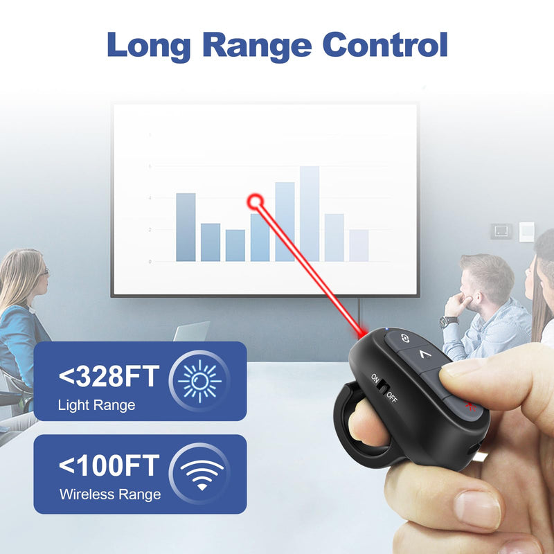 [Australia - AusPower] - Presentation Clicker PowerPoint Wireless Presenter Remote: Laser Pointer Computer Clickers, Hyperlink Finger Ring Project Power Point PPT Clicker for Mac Laptop Office, Slideshow Google Slide Advancer 