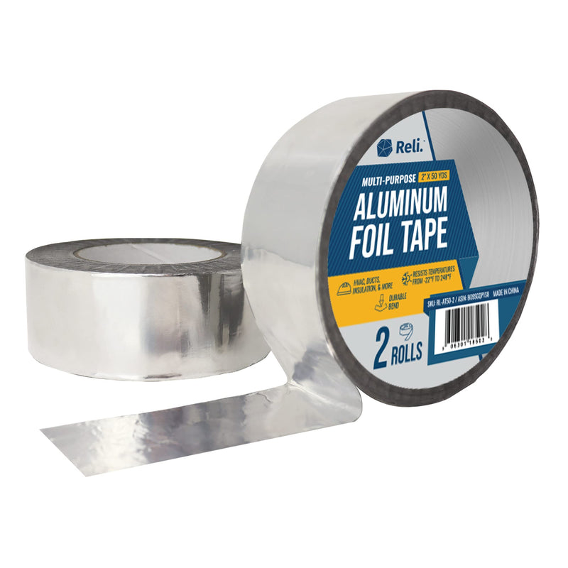 Reli. Aluminum Tape | Metal & Ductwork Repair | 2" x 50yd HVAC Mastic Seal Tape, AC & Ducting, 2-Pack (100 Yards Total)