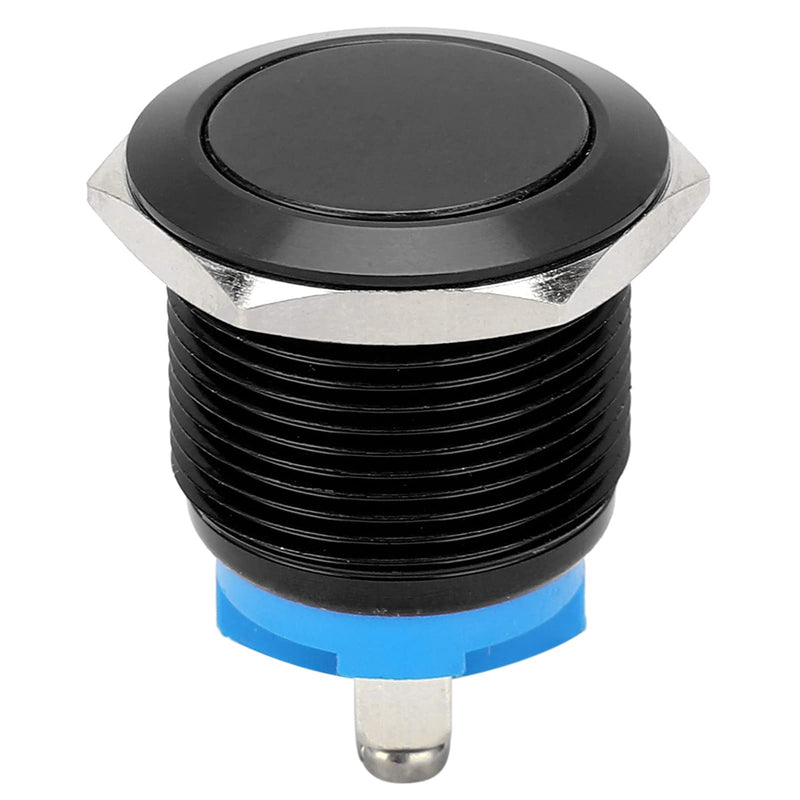 [Australia - AusPower] - Metal Push Button Switch, Metal Push Button Switch, Metal Push Button, Flat Head, Normally Open Button, Full Oxidation, Self-Resetting Jog Screw,, black 