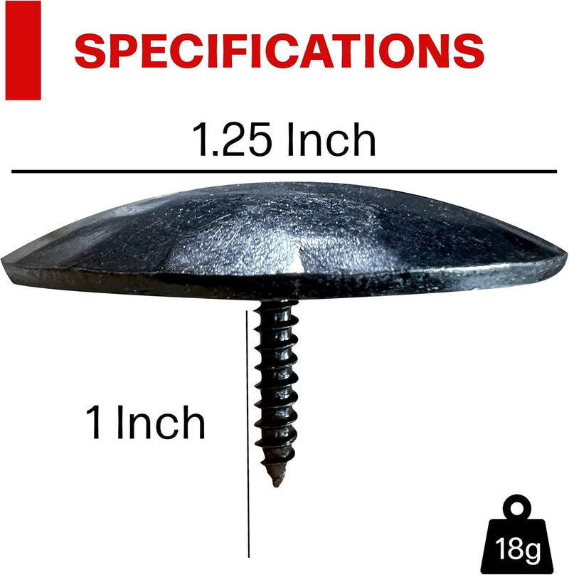 50 Pack- 1.25 Inch Iron Clavos Decorative Nails Screws Forged Hammered Door Nails Wood Furniture Upholstery Tacks Rustic Antique Forged Finish by Sidco Supply 50Pk 1.25" Black