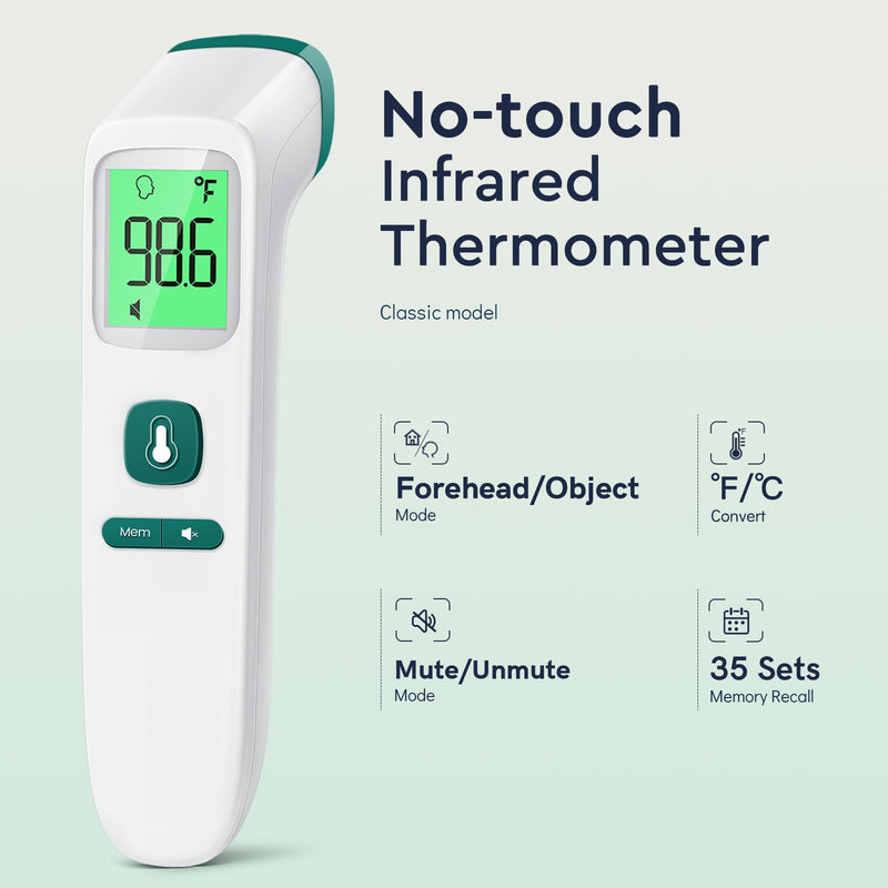 [Australia - AusPower] - No-Touch Thermometer for Adults and Kids - LCD White & LCD Green 