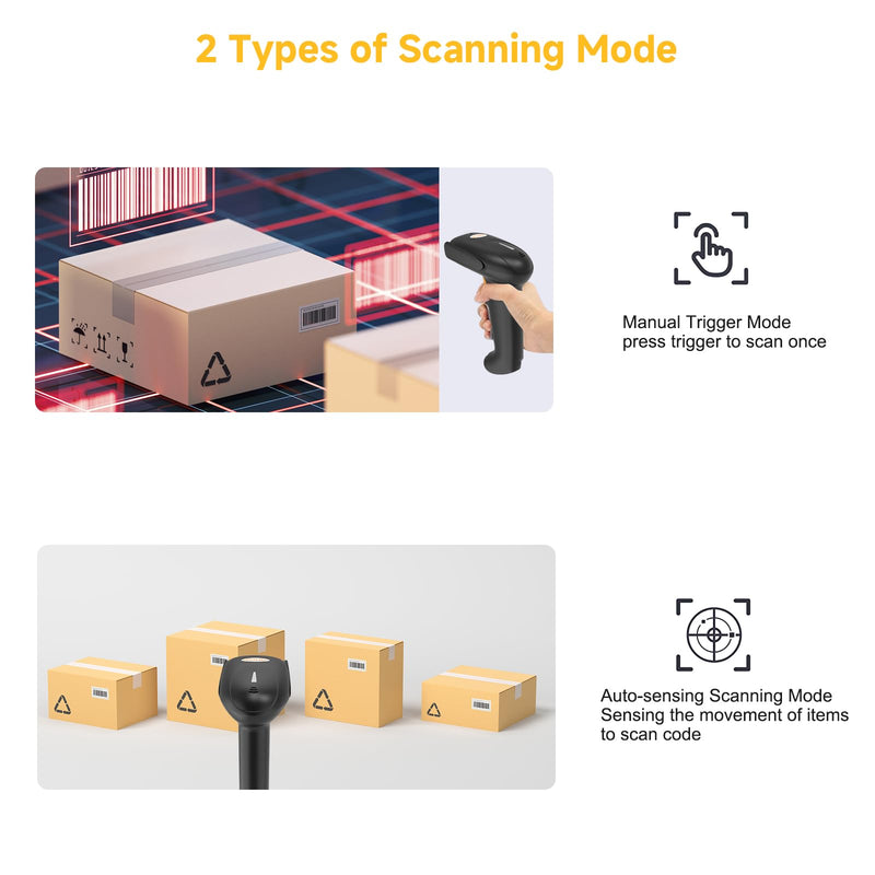 VOTTAN QR 2D Barcode Scanner, Bluetooth & 2.4G Wireless & USB Wired Connect iPad Phone Tablet PC POS, UPC EAN 1D PDF417 Data Matrix 2D Handheld Barcode Scanner