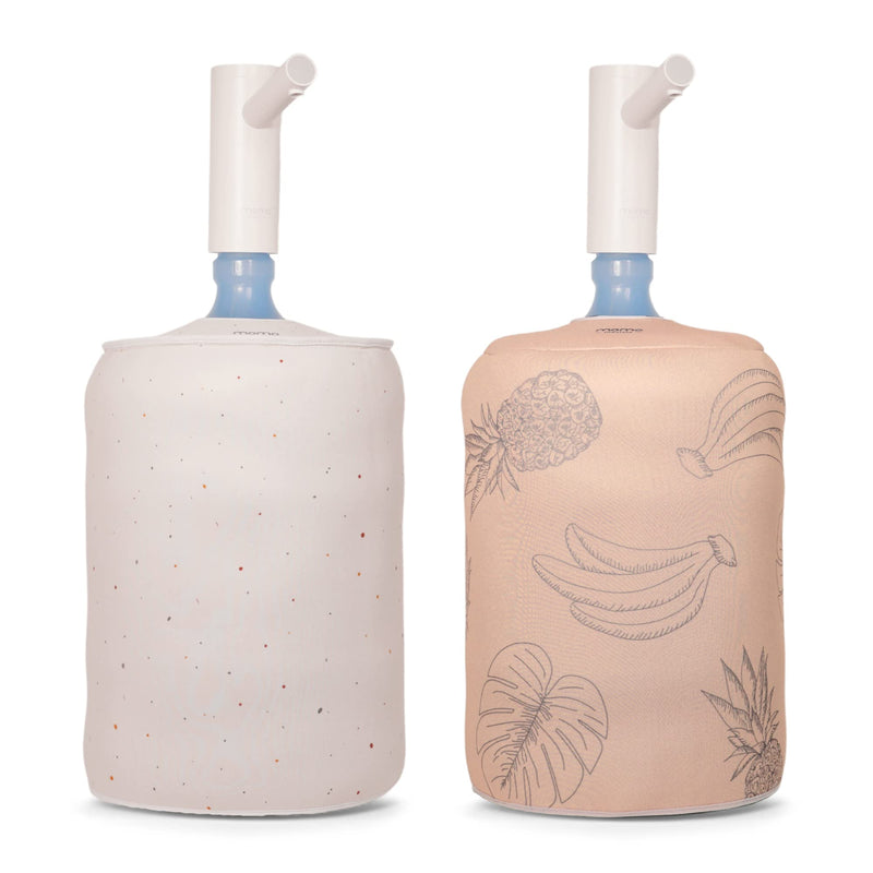 Momo Lifestyle 5 Gallon Water Jug Cover - Insulated Neoprene - Blocks UV Rays - Reversible Double Sided - Water Bottle Sleeve for 5 Gallon Water Dispenser Cover Accessory (Tropical Dream) Tropical Dream