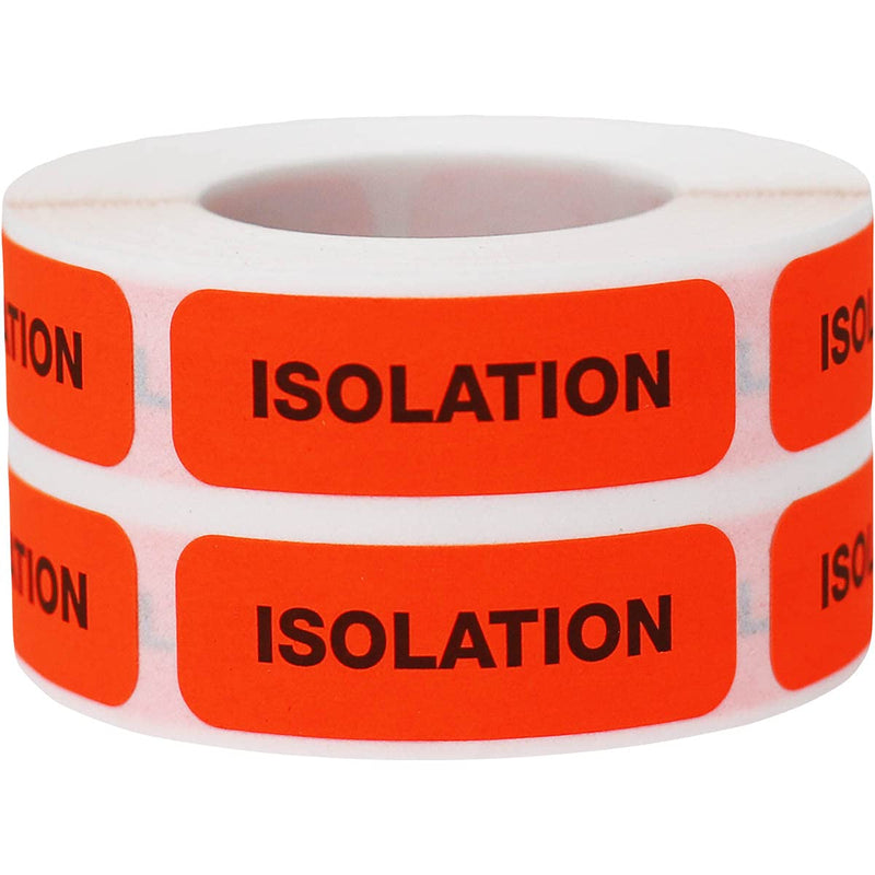 Isolation Medical Healthcare Labels, 0.5 x 1.5 Inch Rectangle, 500 Total Labels