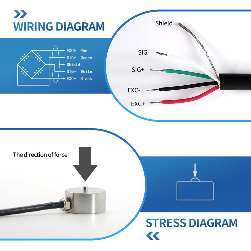 Micro Load Cell,Button Type Scale Weigh Force Pressure Sensor,Diameter Φ20 Mm 12mm Cable with 3m Cable (0-5KG) 0-5KG