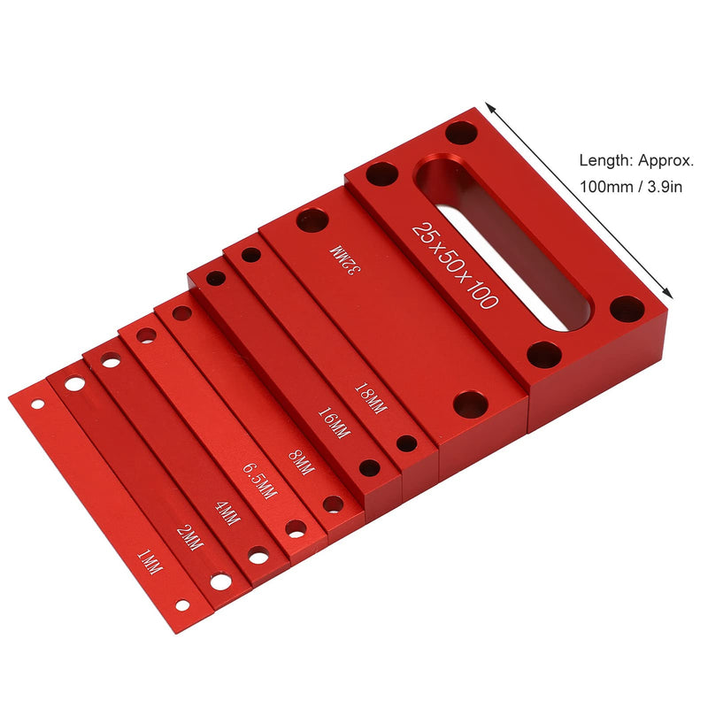 Height Measuring Blocks, 9-Piece 1-32 mm Aluminum | Milling Machine Adjustment Tool ±0.001 Inch Accuracy Anodized with Protective Box
