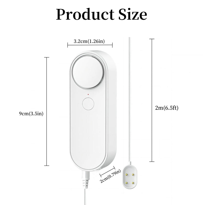 Lancoon WiFi Water Leak Detector with App Alerts Adjustable 100dB Alarm Smart Home Device with 6.5 Feet Detection Line for Basement Bathroom Pool Aquarium Water Leakage Probe