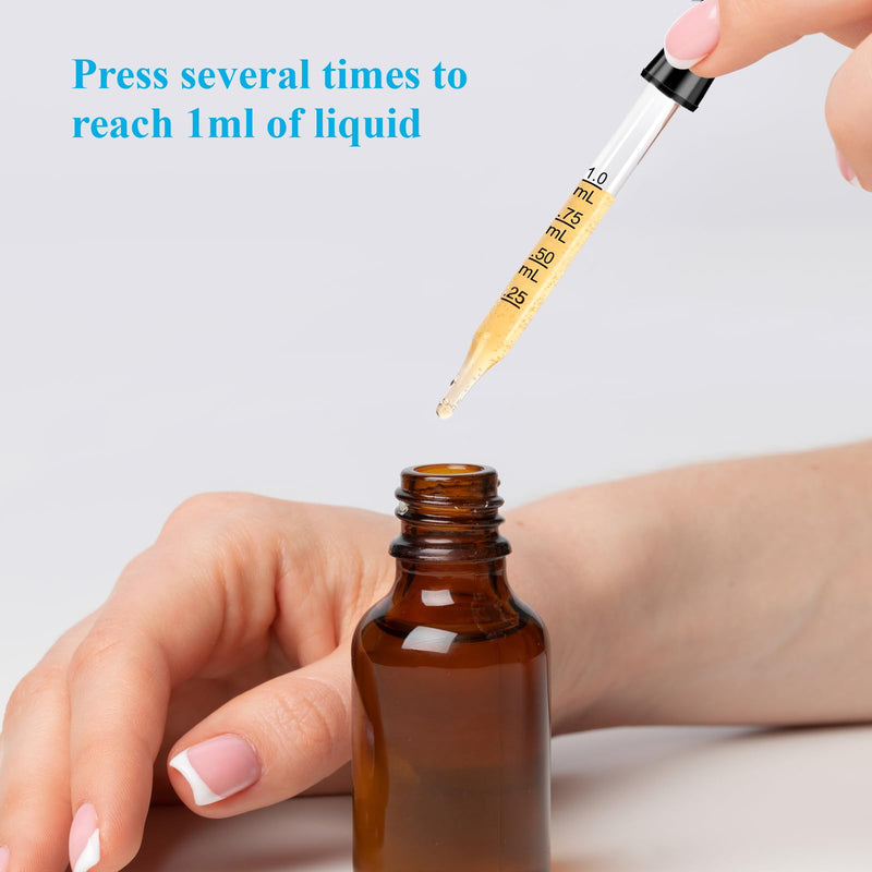 [Australia - AusPower] - Herain Dropper Pipette-10 Pcs, 1ml Glass Eye Dropper for Medicine, Essential Oil, Crafts, Skincare, Scientific Experiments, Measuring and Transferring a Variety of Liquids Small Rubber Bulb-10pcs 