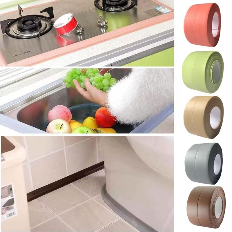 [Australia - AusPower] - Caulk Strip Waterproof and Oil-Proof Caulking Sealing Tape for Cooktop Self Adhesive Caulk Tape for Sink Toilet Bathroom Wall Edge Bathtub Caulk Strip Tape Brown 