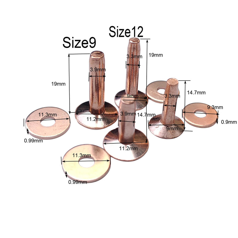 [Australia - AusPower] - Copper Rivets and Burrs Size 9 and Size 12 Copper Rivet Fastener Install Setting Tool hole punch tool Assorted Kit 