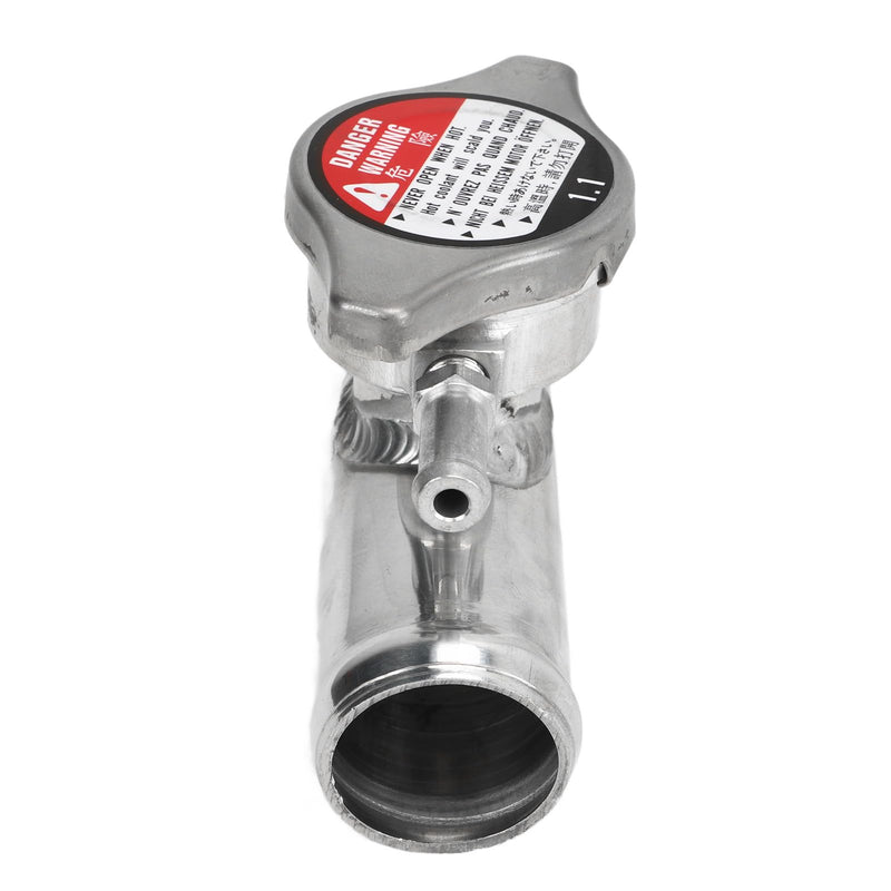 Dioche Radiator Filler Nozzle, Inline Radiator Hose Filler Neck with 16 PSI Closure, 32 mm (1-1/4 Inch) Outer Diameter, Polished Surface Made of T6061 Aluminum for Cars