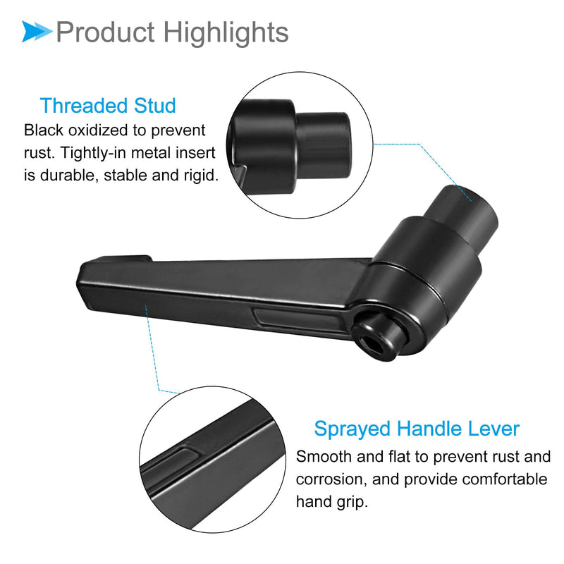 [Australia - AusPower] - Clamping Lever Handles, M8 Female Thread 57mm Lever, Adjustable Quick Release Locking Rotating Knobs Black - (Applications: for Lathe Machinery), 5-Pieces 