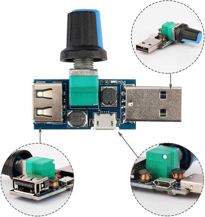 [Australia - AusPower] - Gebildet 3pcs USB to 3pin/4pin PWM 5V USB Sleeve Fan Power Adapter Cable with USB Fan Controller Speed Controller ON/OFF Switch USB controller (1 to 1) 