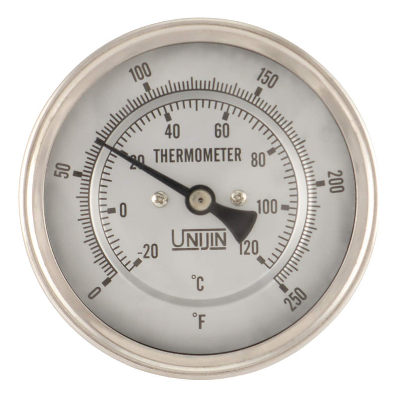 [Australia - AusPower] - T110 Series 3" Dial, Full Stainless Steel Bimetal Dial Thermometer, 0-250°F, 1/2" NPT, Back Mount (4" Stem) 4" Stem 