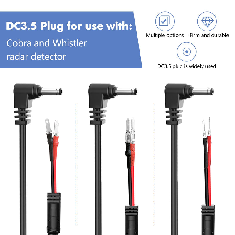 [Australia - AusPower] - Radar Detector Hardwire Power Cord, Rearview Mirror Plug Cable, with Inline Fuse Holder,Suitable for Uniden Escort Beltronics Valentine One Cobra Whistler Radar Detector,3-Piece Set,13.7'' (DC3.5) Medium-13.7in DC3.5 