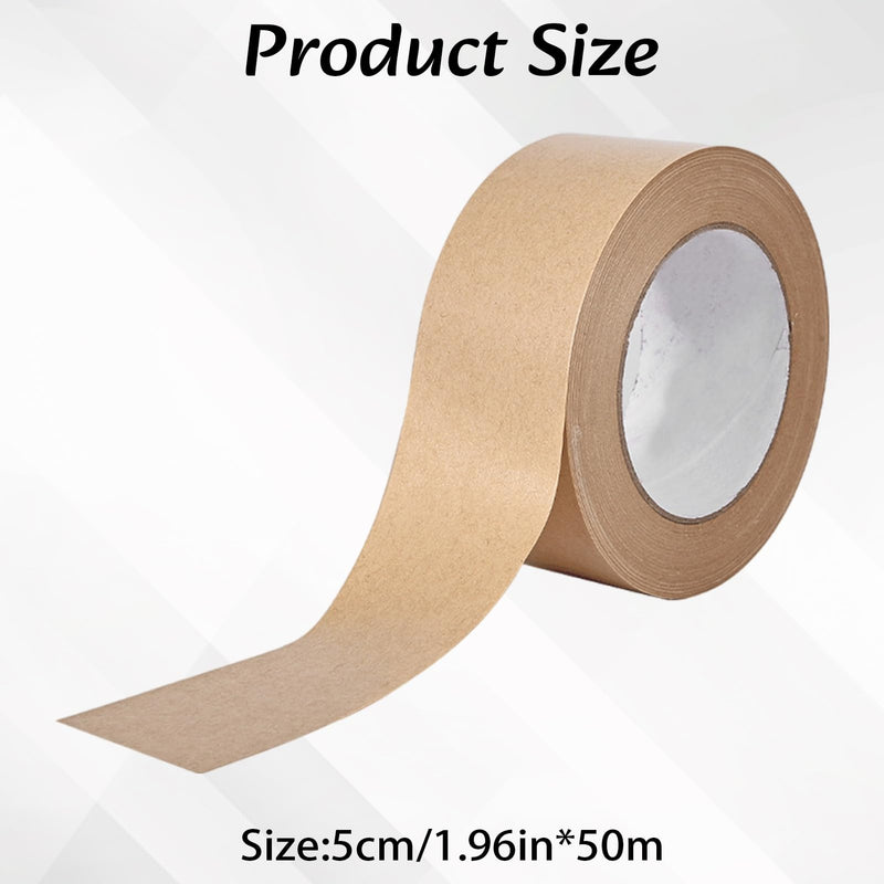 NICENEEDED Water Activated Tape, 2 Inch x 164ft Fiber Reinforced Gummed Tape, Kraft Paper Tape Biodegradable Brown Packing Tape for Security Sealing Heavy Duty Packaging and Shipping