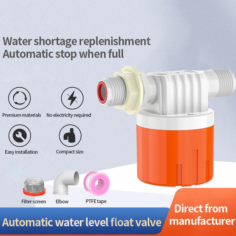 Float Ball Valve for Water Tank,Automatic Water Trough Water Level Control Float Valve Aqua Pulse Trough for Pool,Pond,Livestock (2pcs 3/4" side inner) Orange 2