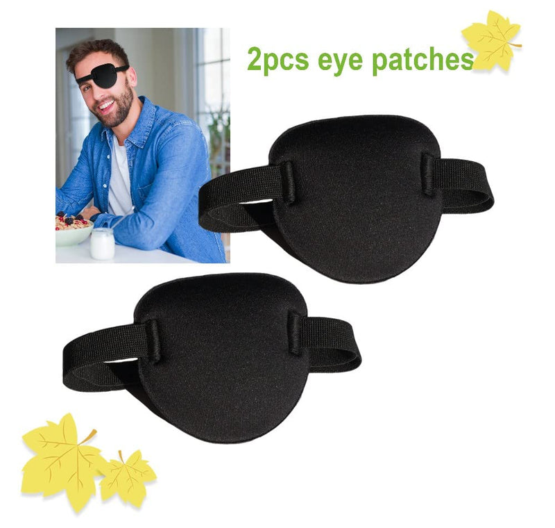 [Australia - AusPower] - 2 Pcs Eye Patches for Adults and Kids,3D Adjustable Eyepatch for Right or Left Eye,One Eye Cover for Lazy Eye,Pirate Costume(Black) 