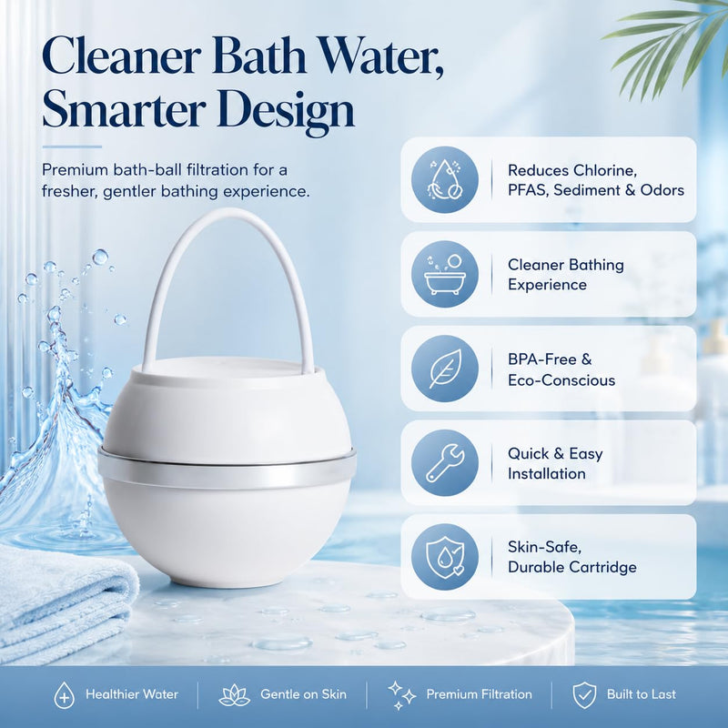 Crystal Quest Bath Ball Replacement Cartridge – Removes Chlorine, PFAS & Odors – Easy-to-Install Water Filter – Eco-Friendly, Durable & Skin-Safe – Built in the USA Pack of 1