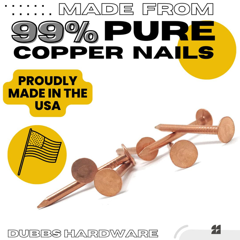 [Australia - AusPower] - Dubbs Hardware - 1.5 Inch Copper Nails Roofing Finish - Solid Pure Copper Slate Spikes Flashing Furniture Boat - Package includes 10 oz of The Highest Quality Nails 