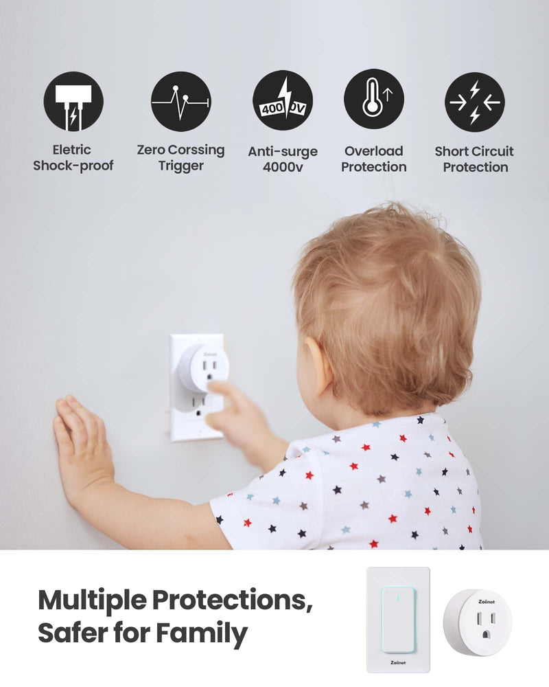 [Australia - AusPower] - Remote Control Outlet Plug Switch, Buckle Design & Removable Wireless Light Switch, No Wiring Needed, 300 ft, 15A/1500W, Programmable, for Household Appliances 1 Switch 1 Outlet 