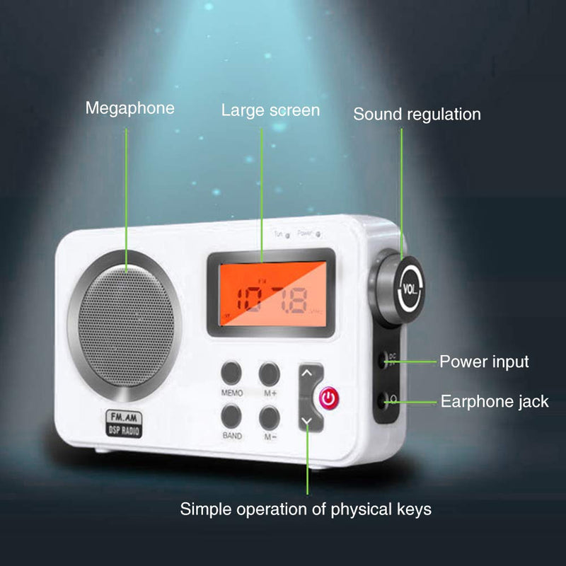 [Australia - AusPower] - Radio - Shower Radio Speaker, AM/FM Radio with LCD Display, Portable Stereo Radio with Earphone Port for Home, Beach, Hot Tub, Bathroom 