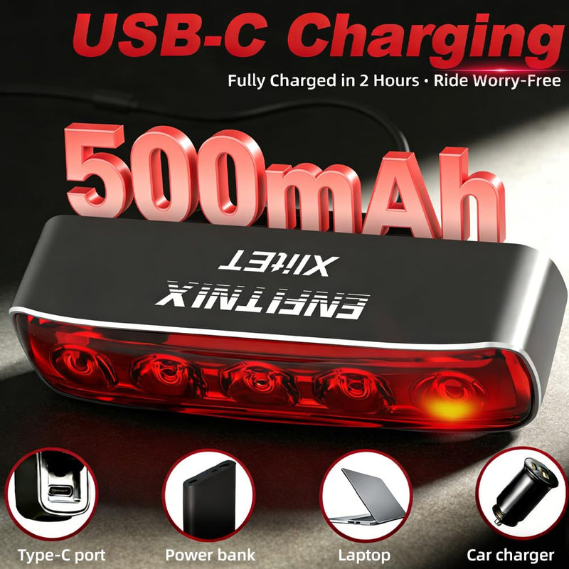 [Australia - AusPower] - ENFITNIX XlitET Bike Tail Light,Brake Sensing,Auto On/Off,50 Lumen Ultra Bright Rear Bike Light,USB-C Rechargeable LED Bicycle Tail Lights,IPX5 Waterproof,Cycling Accessories Lights for Night Riding. 
