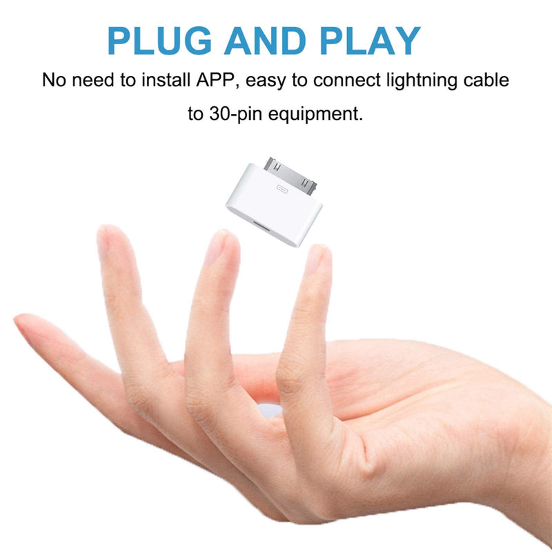 [Australia - AusPower] - rosyclo 30-Pin to Lightning Adapter, MFi Certified 8-Pin Female to 30 Pin Male Dock Connector iPhone Charging Sync Converter Compatible iPhone 4/4s/iPad/iPod Touch White (No Audio) 