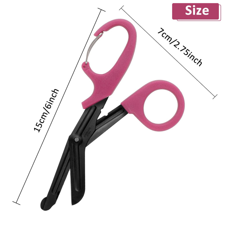 [Australia - AusPower] - 2 Pack Trauma Shears, 5.8 Inch Stainless Steel Medical Scissors, Bandage Scissors with Carabiner, Nursing Scissors Surgical Scissors for Nurses, Doctors, Nursing Students, EMT and EMS(Black+Burgundy) 