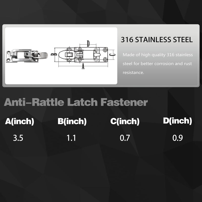 [Australia - AusPower] - Stainless Steel Hasps Marine Grade 316 SS Boat Latches Heavy Dudy Door Latch with Screws (C-2 Pack) C-2 Pack 