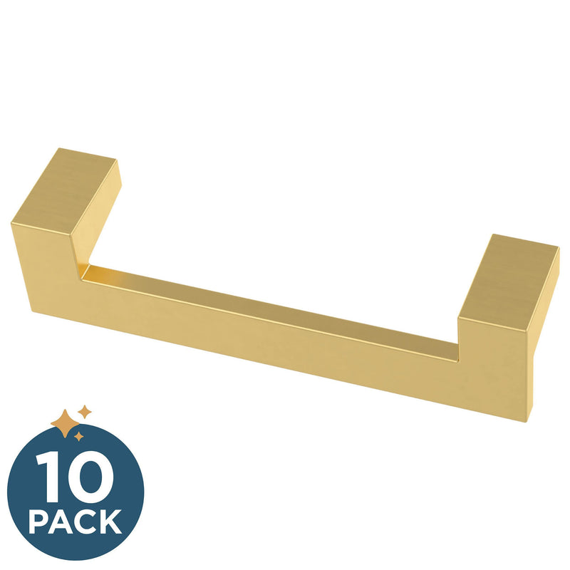 Franklin Brass (10-Pack) – Modern Gold Cabinet Handles, 3-3/4 Inch Hole Center, Modern Pulls for Drawers, Kitchen Cabinet Door, Dressers | Mirrored