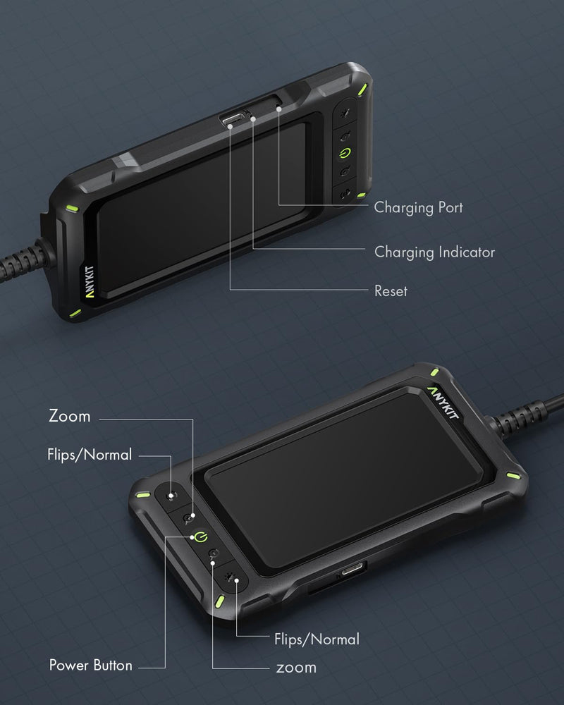 Borescope Inspection Camera with Light, Industrial Endoscope Camera with 4.3 HD Screen, Waterproof Digital Snake Camera, 16.4FT Semi-Rigid Cable Bore Scope for Home Pipe, Engine, Inside Wall, Duct