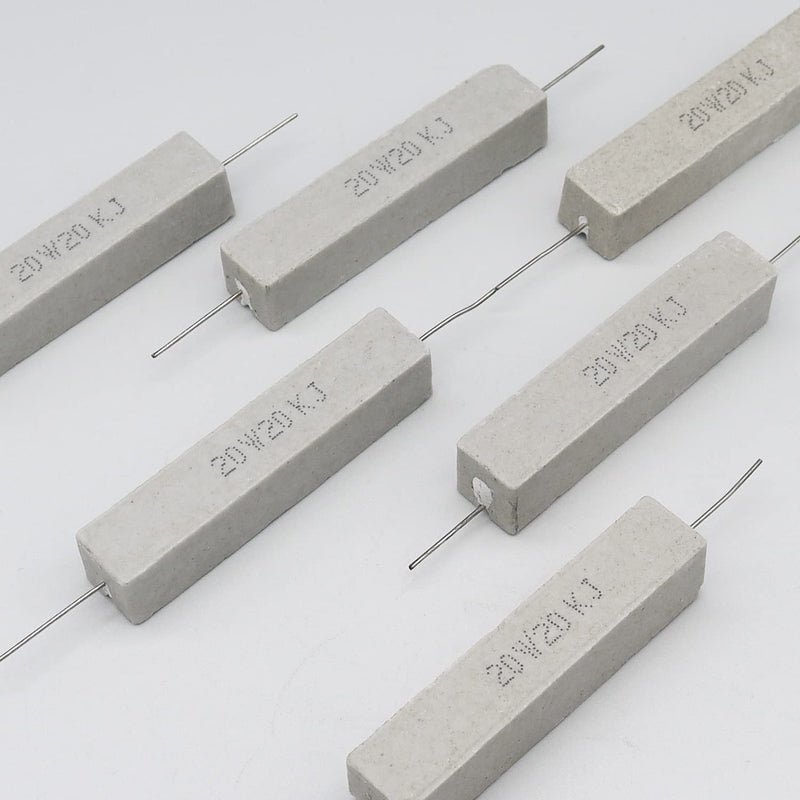 [Australia - AusPower] - Cement Resistor,10 PCS 20W 20K Ohm 5% Axial Lead Wire Resistor White Wound Fixed Ceramic Resistors Wirewound Power Flame Heat Moisture Resistance Precharge Horizontal 20W20KJ 